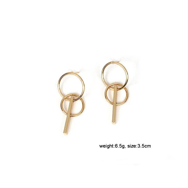 Simple Double Round Drop Earrings for Women Fashion Geometric Jewelry 2019 New Korean Metal Vintage Accessories RY78 | Украшения и