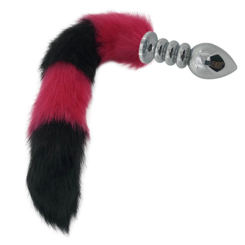 Металлическая Анальная пробка 3 размера черная красная лиса искусственная