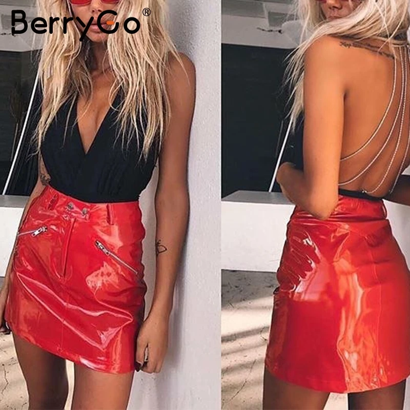 BerryGo металлической цепью bodycon боди комбинезон сексуальные спинки Холтер Женщины