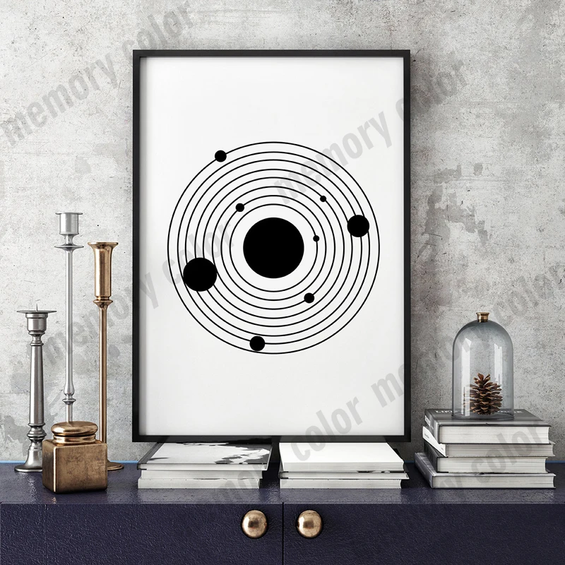 Абстрактный холст Минималистичная картина солнечная система 9 большая планета