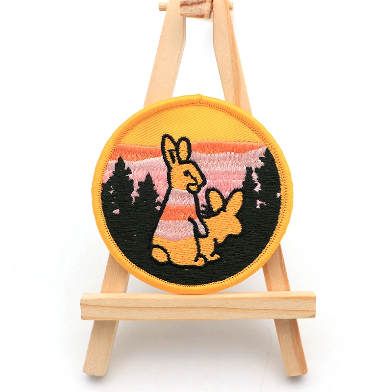 2 шт./лот нашивка с вышивкой кролика в лесу для одежды аппликацией Diy сумки