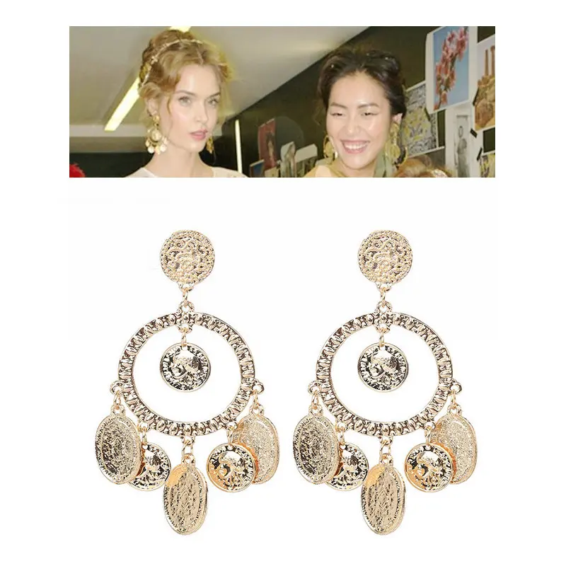 Серьги-подвески золотистые в вечерние ле барокко 2019 | Украшения и аксессуары