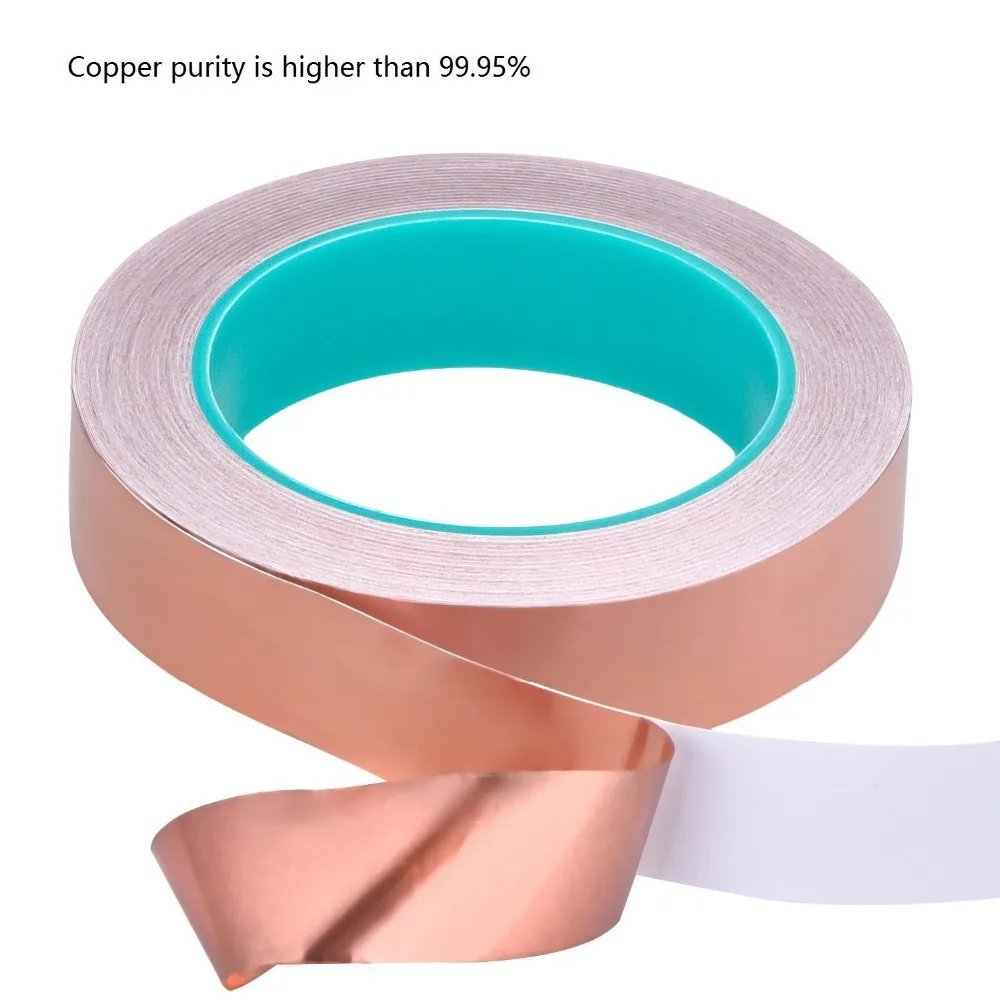 Двухсторонняя проводящая клейкая лента из медной фольги 1 дюйм x 21 8 ярдов для