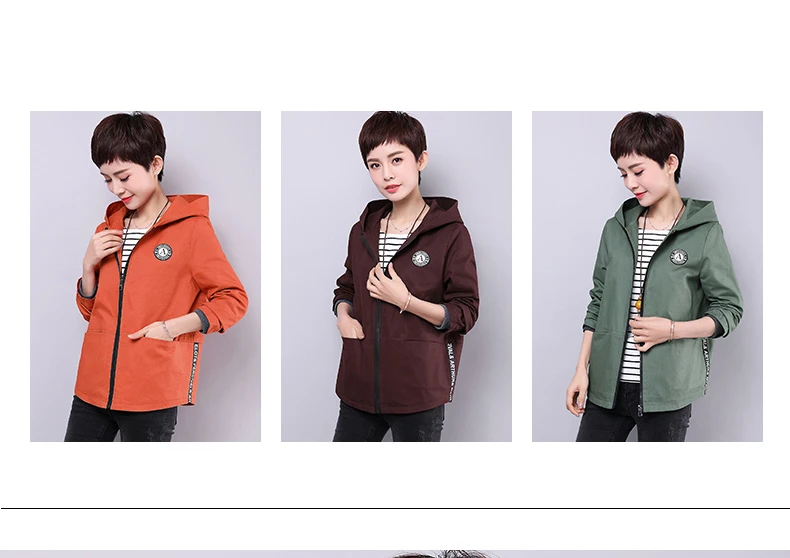 SSC печати с капюшоном Для женщин Тренч свободные отдыха весной и осенью пальто