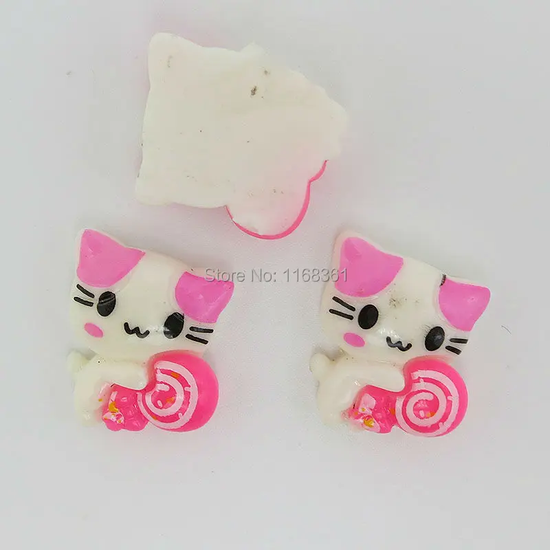 1 шт./лот смолы с плоской задней частью принтом Котенок Для малышей леденцом 17 мм
