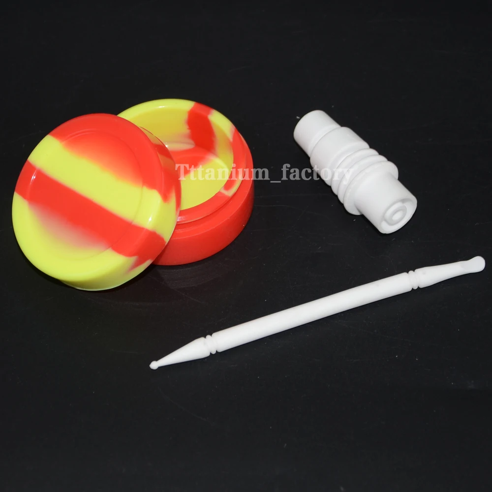 

domeless 6 in 1 14&18 Ceramic nail with ceramic dabber with Silicone Jar box nail fit 16mm coil