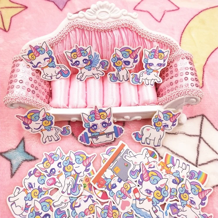 37 Pcs Unicorn Stickers Scrapbooking Stickers Decorative Sticker DIY Craft Photo Albums Decals Diary Decor