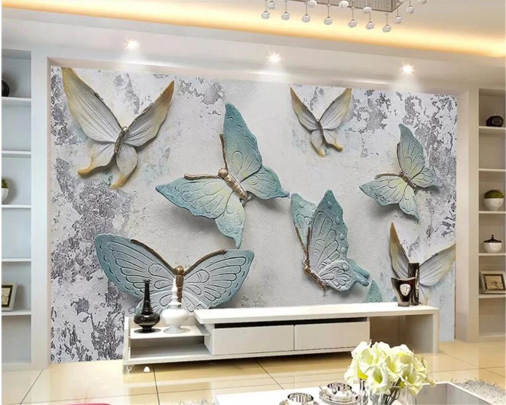 

Beibehang Custom Wallpaper 3D butterfly relief Mural House Decorative Living Room Bedroom Background 3D Wallpaper papel tapiz
