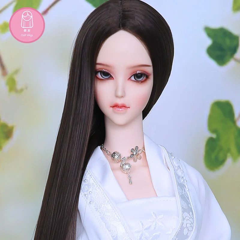 Парик для куклы BJD 1/3 ручная работа diy длинные прямые волосы коричневый черный цвета волосы для зарядки дополнительные L07#22-24 см аксессуары для куклы