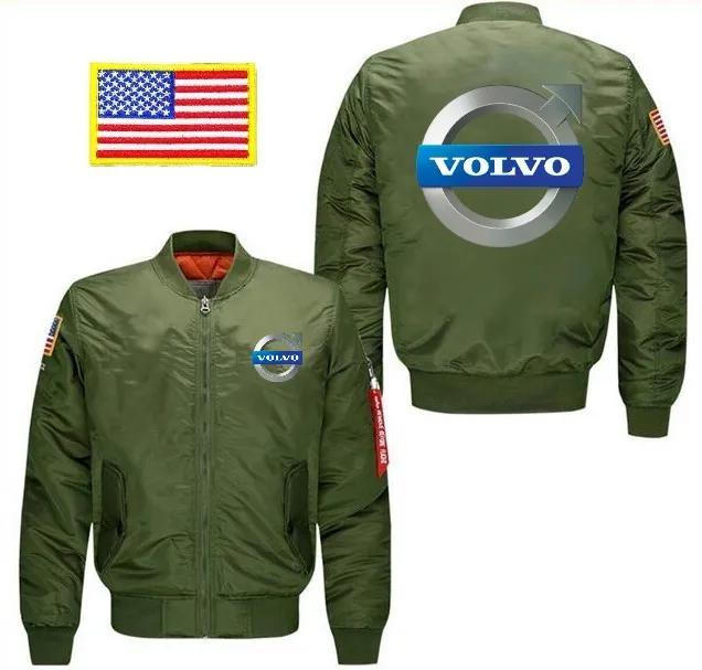 Volvo Мужская бомбер летная куртка зимняя утепленная Теплая мужская на молнии
