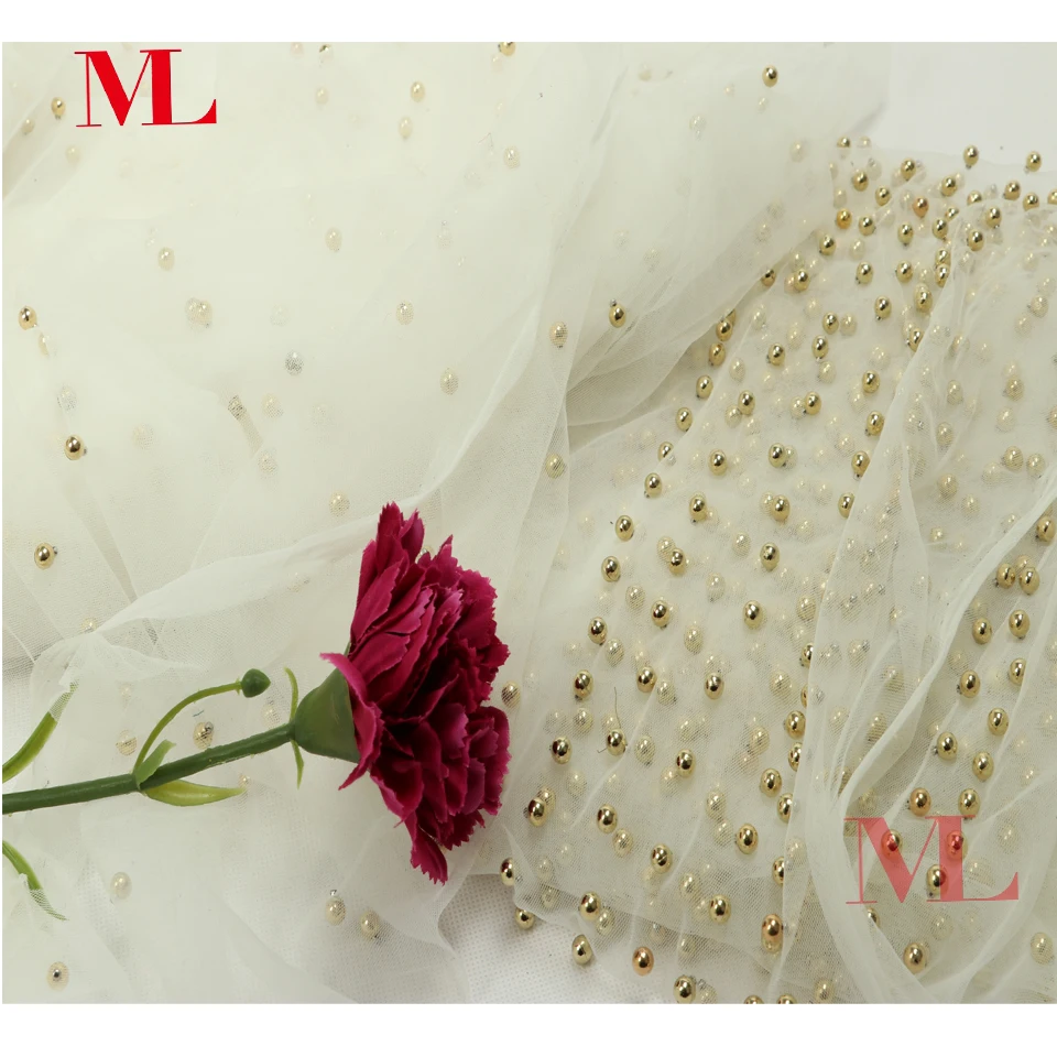 M & L 5 ярдов нигерийское Африканское кружево французское кружевная ткань бусины