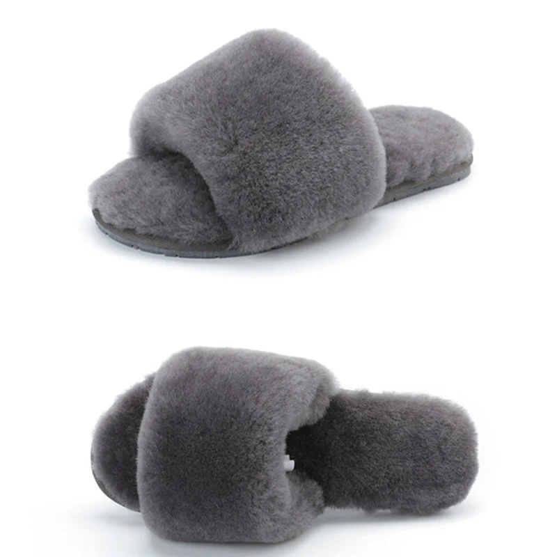 100% зимние теплые меховые тапочки из натуральной овечьей кожи женская домашняя