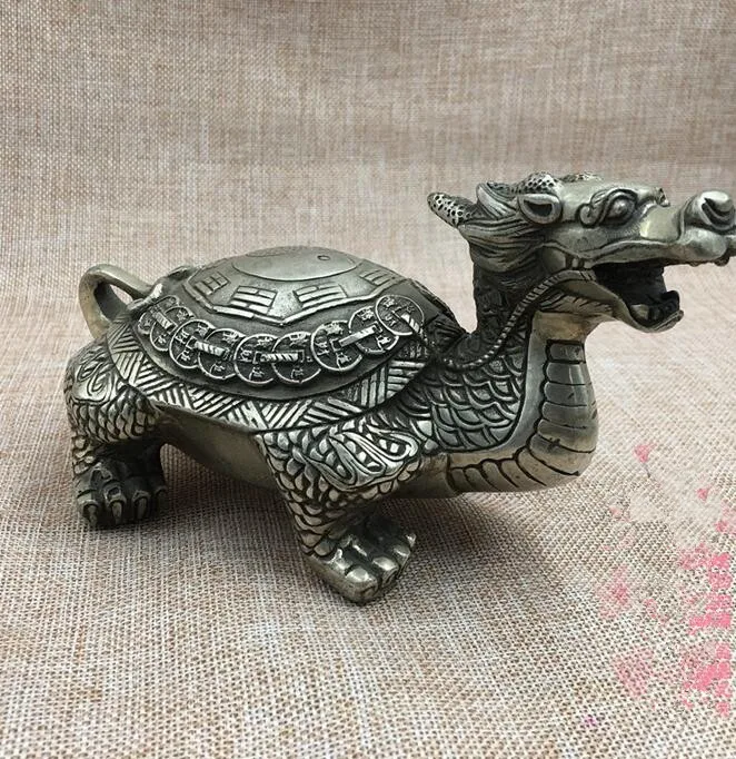 

Китайская коллекция archaize белая Медь Статуя Дракона черепахи