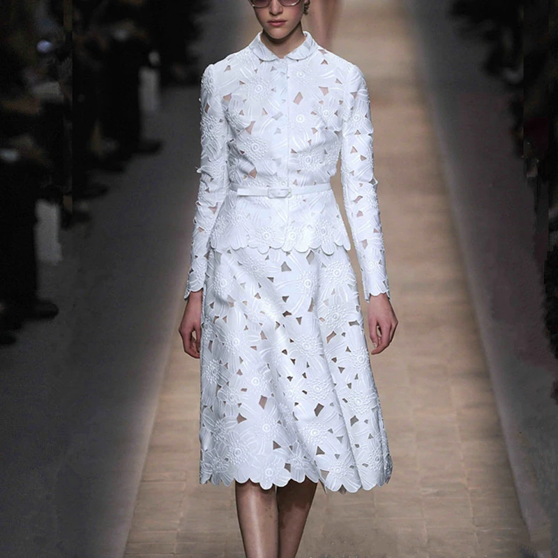 2016 модные брендовые дизайнерские осенние Комплекты Женские сексуальные белые