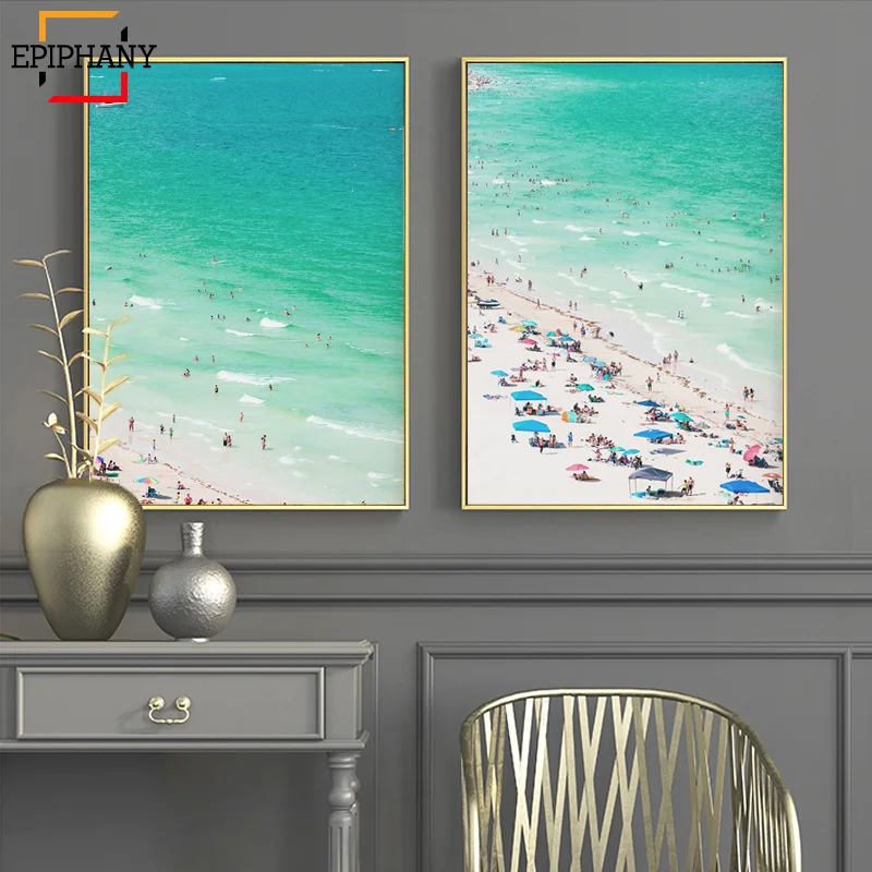 Современные настенные художественные принты океан Калифорния пастельный пляж
