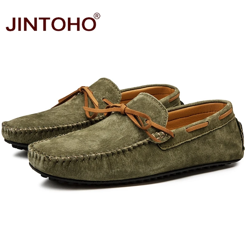 JINTOHO/мужские лоферы больших размеров; модная мужская обувь из натуральной кожи без застежки; брендовая мужская повседневная кожаная обувь; обувь для вождения