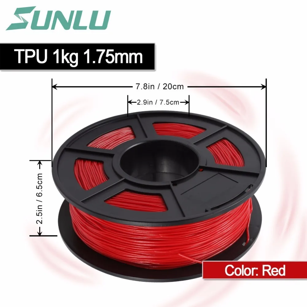 SUNLU TPU 3d Printer Filament 0.5kg Dimensional Accuracy+/-0.02mm Non-toxic Elastic 3D Printing Material
