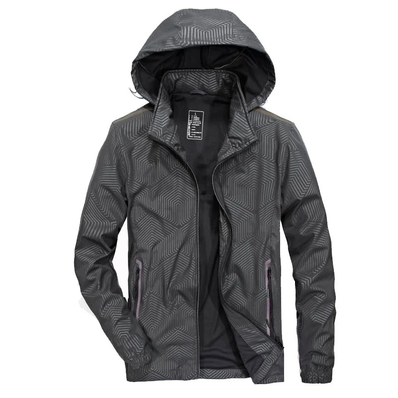 AFS джип куртка Для мужчин Повседневное с капюшоном воротник съемный ветровка пальто Для мужчин полиэстер дышащий Для мужчин куртка модная верхняя одежда L-4XL - Цвет: Темно-серый