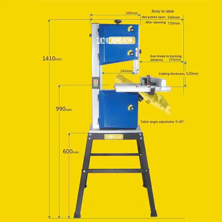 

Vertical 10'' Blade Wire Saw D10S Band Saw Machine Multifunctional Woodworking Band-Sawing Machine 220V/50Hz 900W Work Table Saw