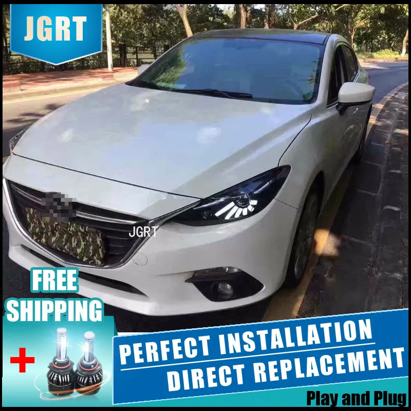 2 шт. светодиодный фары для Mazda 3 Axela 2014 2016 Автомобильный свет двойной ксеноновые