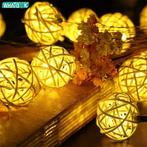 Ротанговая гирлянда с шариками, романтические уличные и комнатные рождественские гирлянды, праздничная круглая гирлянда Sepak Takraw, теплое белое освещение сделай сам