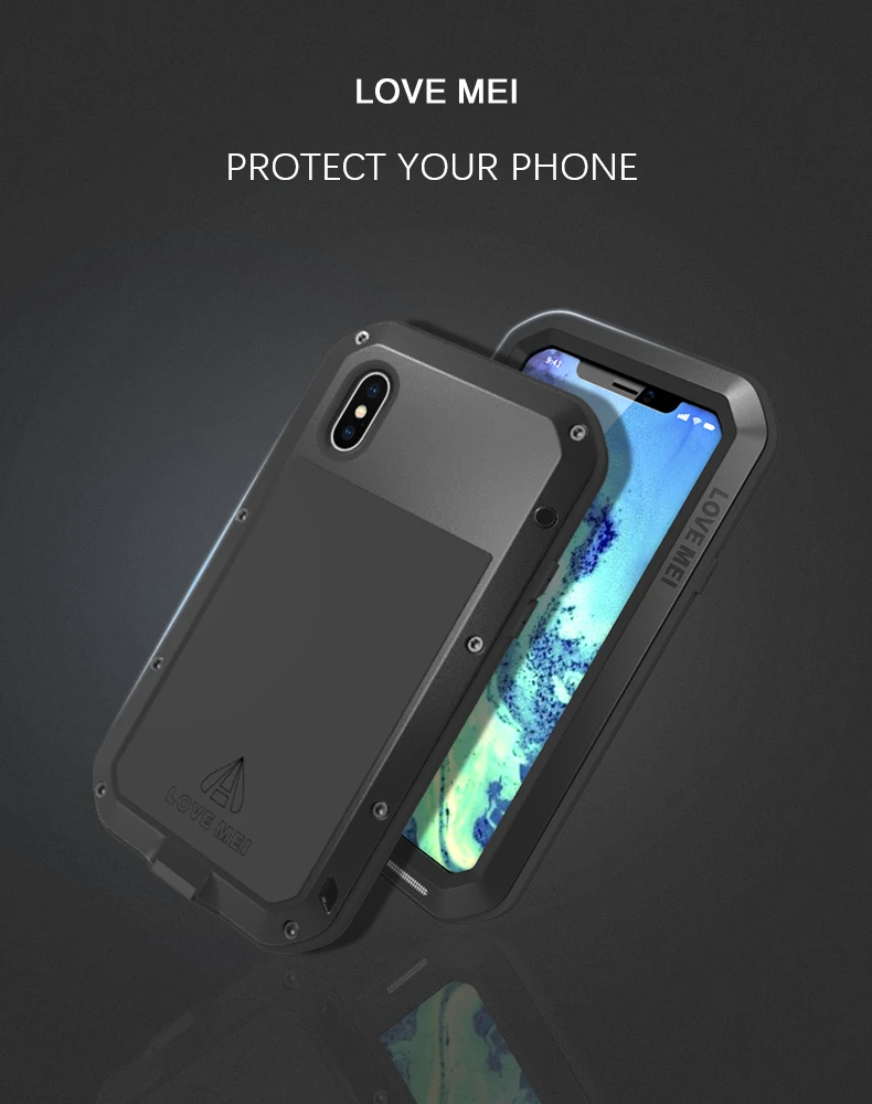 LOVE MEI мощный металлический противоударный алюминиевый чехол для Iphone XS 5," XR 6,1" XS Max 6," 5S SE 6 Plus водонепроницаемый чехол