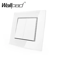 2 gang 2 way switch with clips wallpad 110 250v white glass eu style 2 gang 2 way double control wall light switch with claws