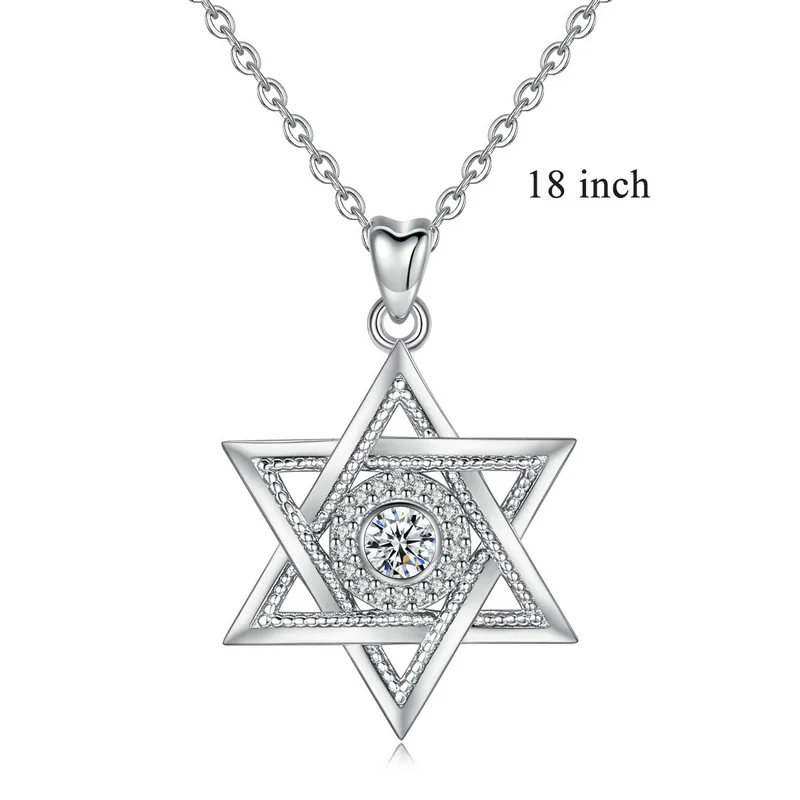 Pendant and 18 chain EUDORA, 925 пробы, Серебряная Звезда Давида и кубический цирконий, кулон, ожерелье, модное, гексаграмма, CZ, ювелирное изделие, Подарок на годовщину, D334 - Окраска металла: Pendant and 18 chain