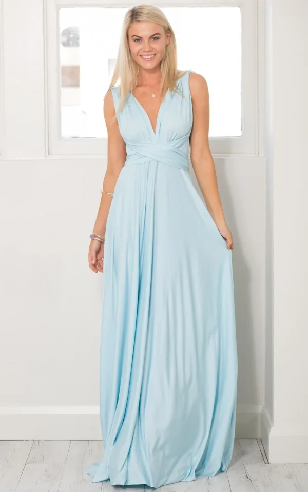 Light blue Летнее сексуальное женское платье макси, красное бесконечное длинное платье, многоканальное платье для подружек невесты, платье для вечеринок - Цвет: Light blue