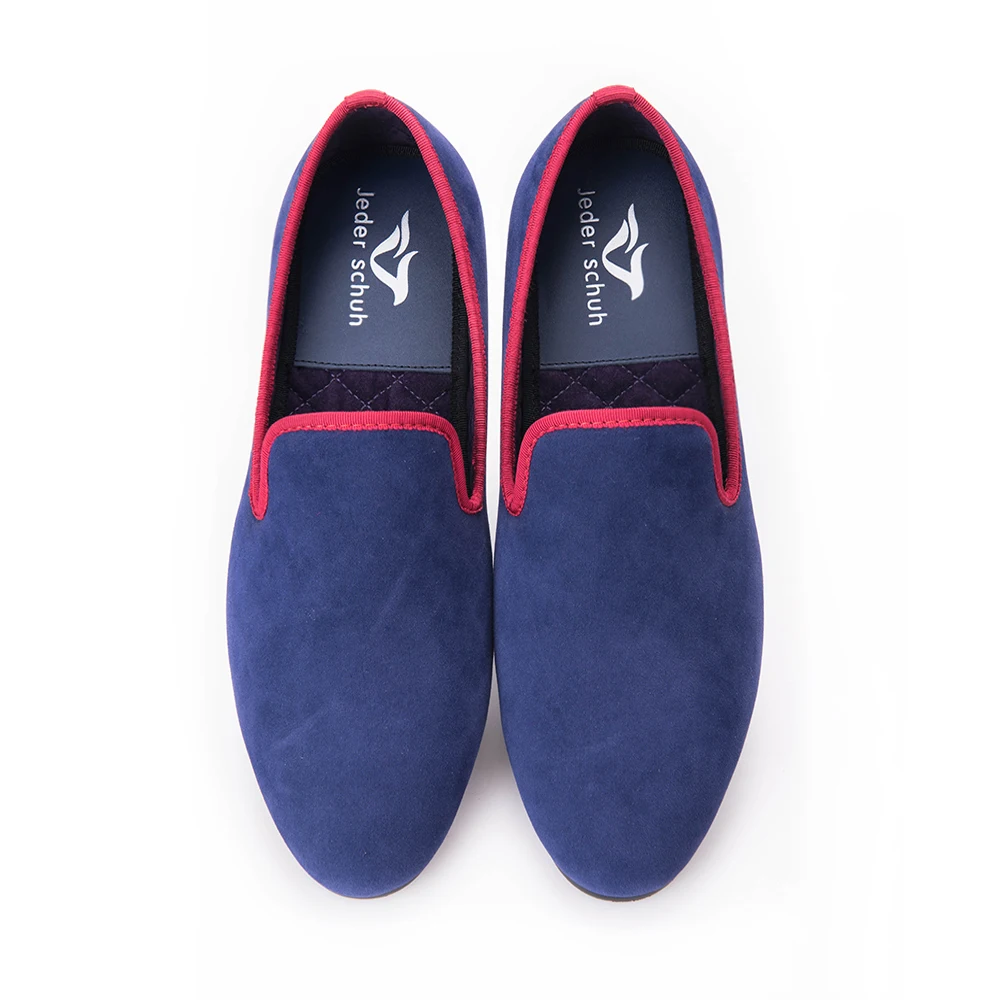 Мужские высококачественные синие и фиолетовые бархатные туфли в британском