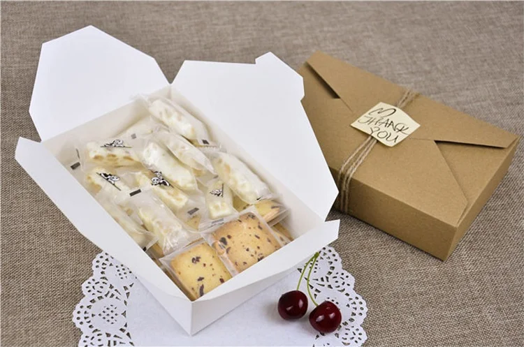 

500pcs 19.5*12.5*4cm Kraft paper cardboard gift box biscuit candy pastry package box