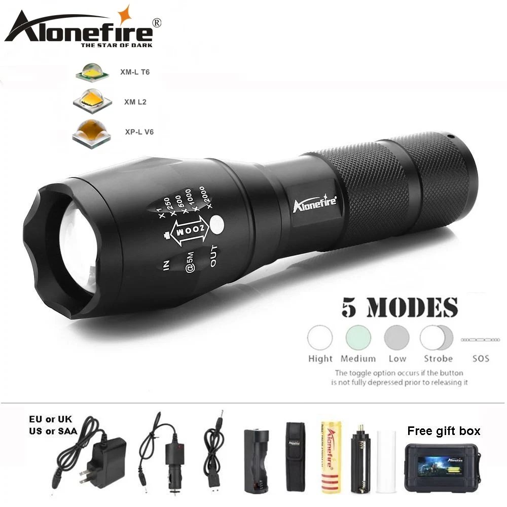 AloneFire G700 CREE XM L T6 L2 U3 светодиодный масштабируемый Мощный тактический фонарь трох