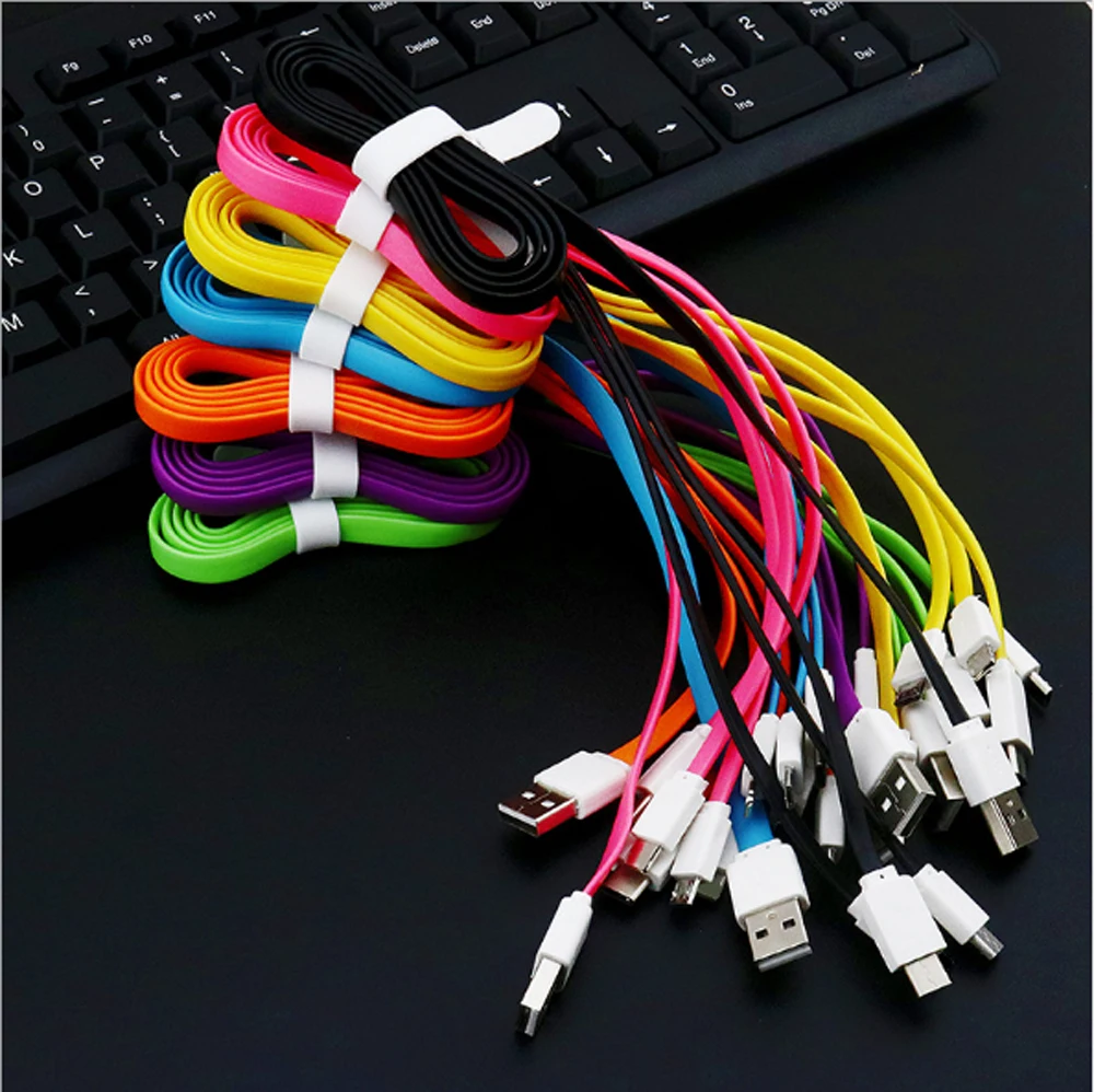 Плоский кабель 1 2 м 3 в Micro USB Type C 8-контактный зарядный для iPh шнур Кабели быстрой