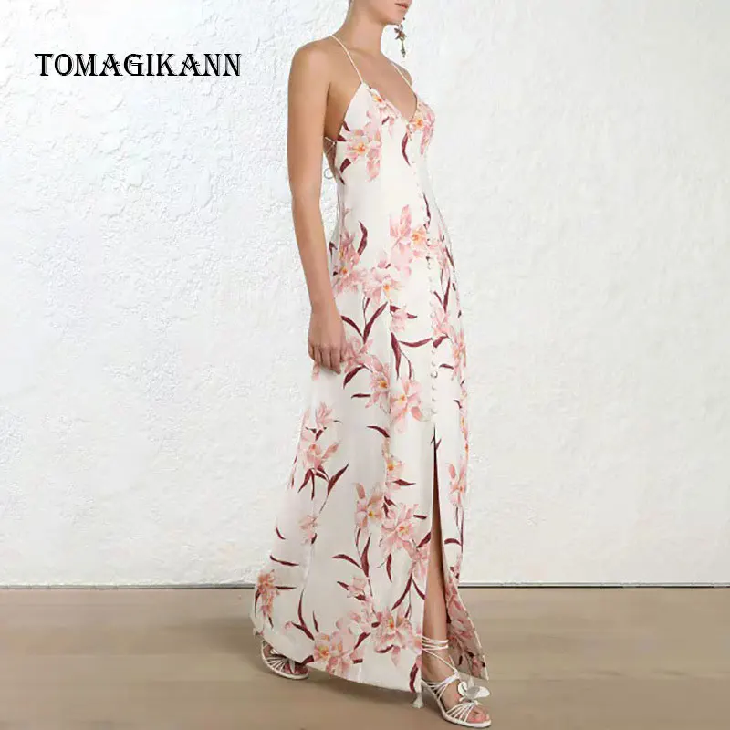 Сексуальное цветочное Открытое платье с вырезом на спине v образным разрезом