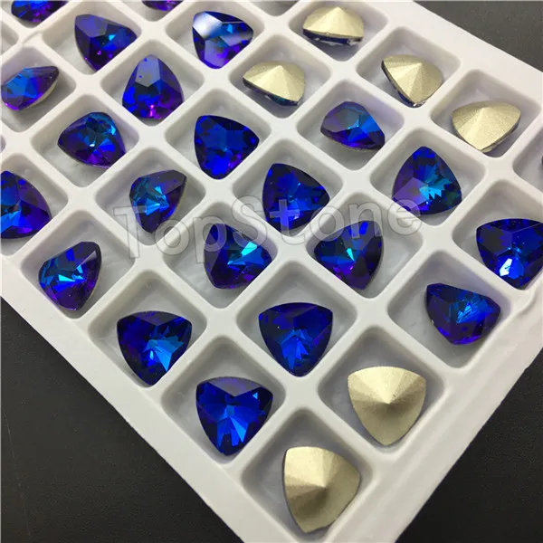 Bermuda Blue 001BB K9 AB цвета мокко 9 мм Triangl e Кристалл заостренный назад TR Стразы смешанные цвета стекло кристалл необычный камень - Цвет: Bermuda Blue 001BB