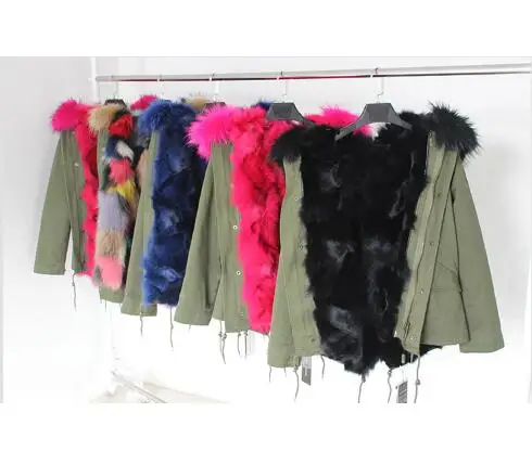 Зимняя куртка женская 2017 короткий армейский зеленый парка пальто натуральный