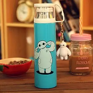 Вакуумная чашка Baymax, мультяшная бутылка, теплая чашка, 4 цвета, сохраняющая тепло, 12 часов