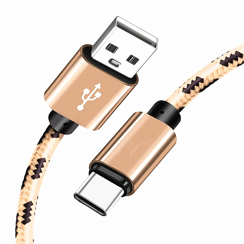 1/2/3 м type C USB 2A Быстрый кабель синхронизации данных для samsung S10 S8 Xiaomi mi x Max 3 2 A2 2S 8 huawei P20 Pro mate 20 Lite зарядное устройство - Цвет: Золотой