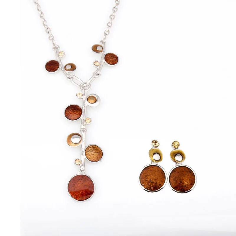 Колье из высококачественного сплава с эмалью Шейное ожерелье и серьги набор