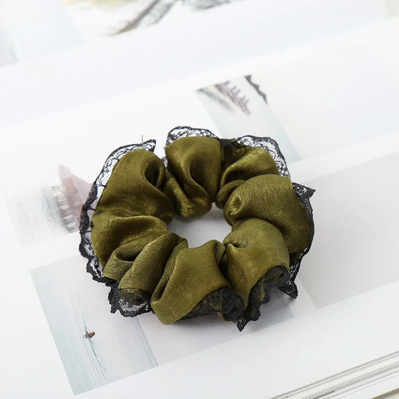 New arrival Fashion women pretty Fabric lace Hair band cute hair Scrunchies girl's Tie Accessories Ponytail Holder |