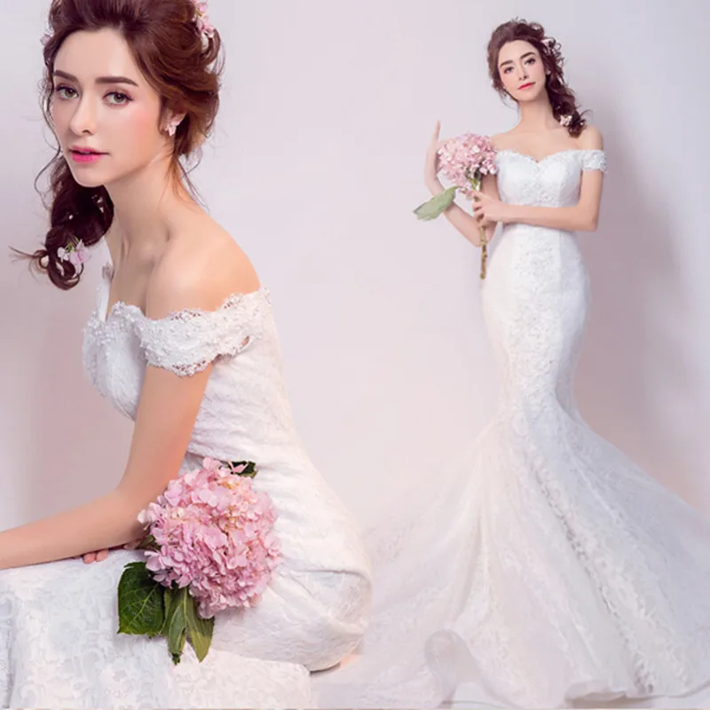 Vestido De Noiva 2017 настоящая фотография Милая свадебное платье Белый Тюль с Кружево