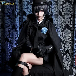 SBluu Косплей Аниме Черный дворецкий Ciel Phantomhive похорон Косплей Костюм Kuroshitsuji костюм на Хэллоуин