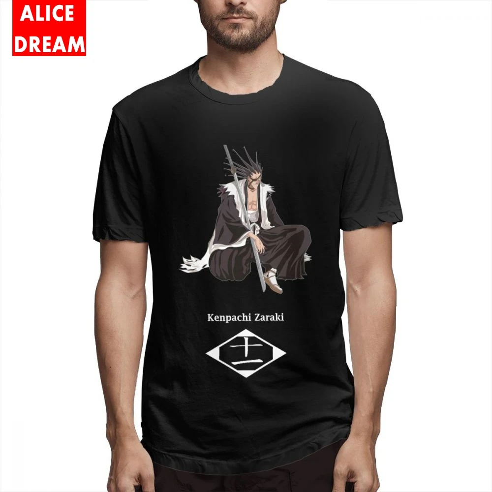 100% хлопковая футболка Bleach Kenpachi saraki Футболка мужская с коротким рукавом и круглым