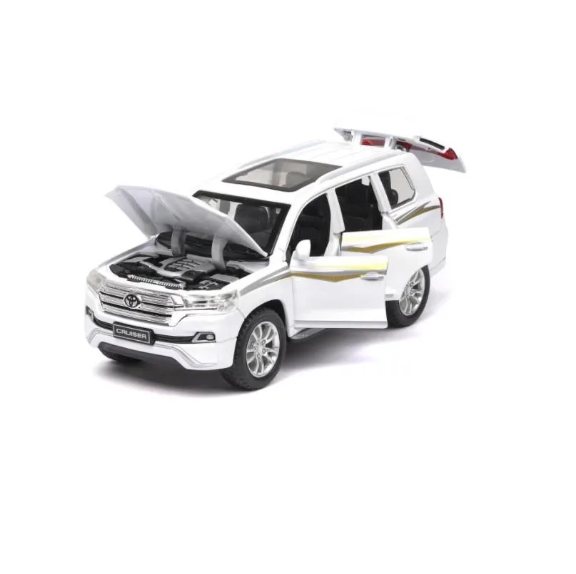 Белый 1:32 стиль игрушечный автомобиль TOYOTA LAND CRUISER металлическая игрушка литая машина и игрушечный транспорт Модель автомобиля игрушки для детей - Цвет: Белый