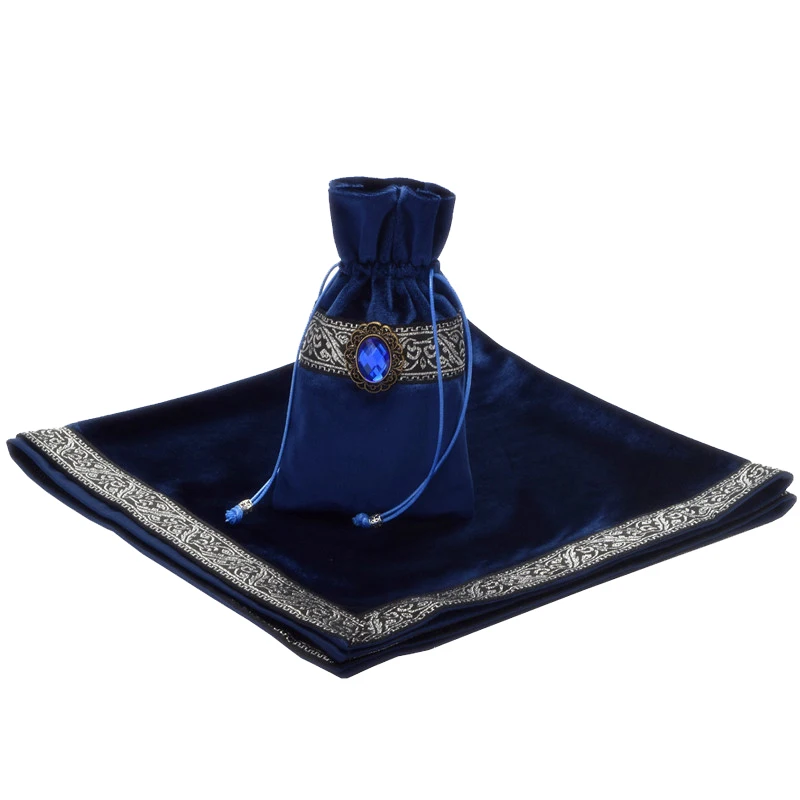 Mantel de Tarot de Altar de 64x64cm con bolsas, manta de piedra, alfombra de tela flocada, accesorios de juego de mesa de cartas de Tarot