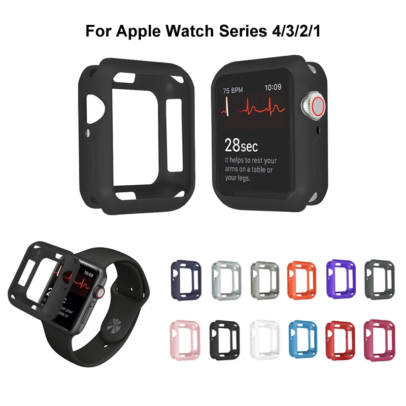 Мягкий силиконовый чехол для Apple Watch 3 2 1 38 мм 42 мм полный защитный чехол бампер для iWatch 5 4 44 мм 40 мм чехол для часов Броня