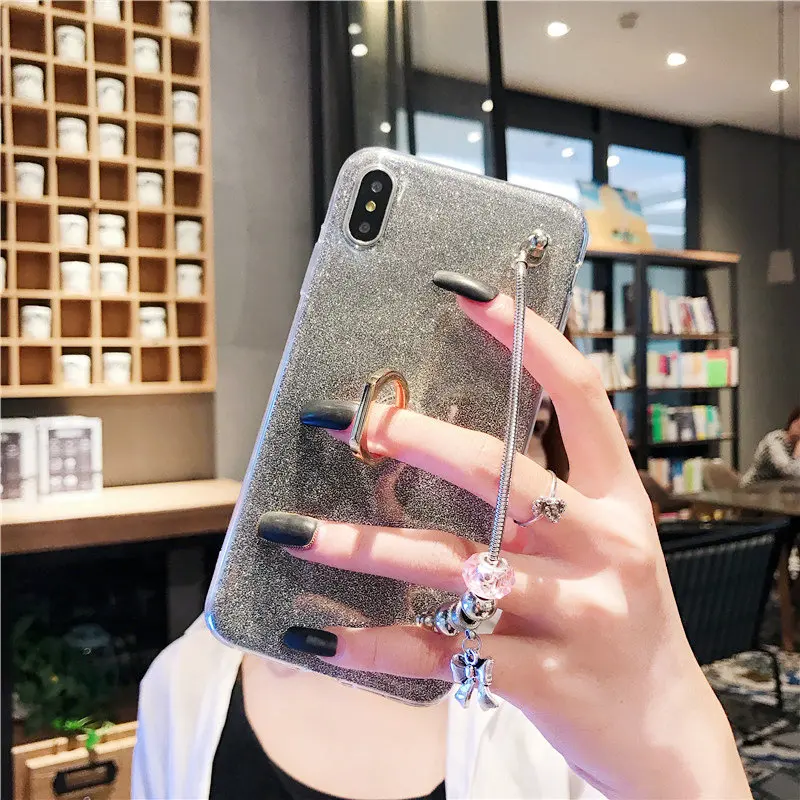 Блеск кольцо Чехлы для samsung Galaxy A10 A30 A40S A40 A50 A60 A70 A8S A9s A6S A2 Core A20E A80 A90 Bling Браслет Чехлы бампер