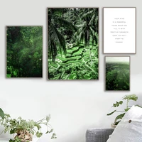 green terraced field fresh palm tree leaf wall art canvas painting nordic posters and prints wall pictures for living room decor