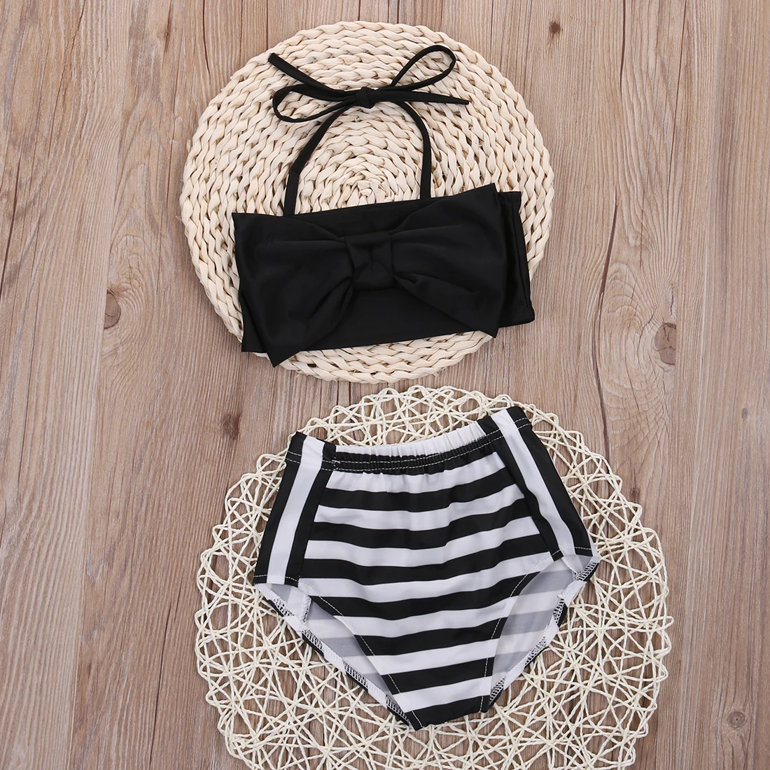 Комплект бикини для маленьких девочек топ без рукавов + шорты в полоску | Мать и