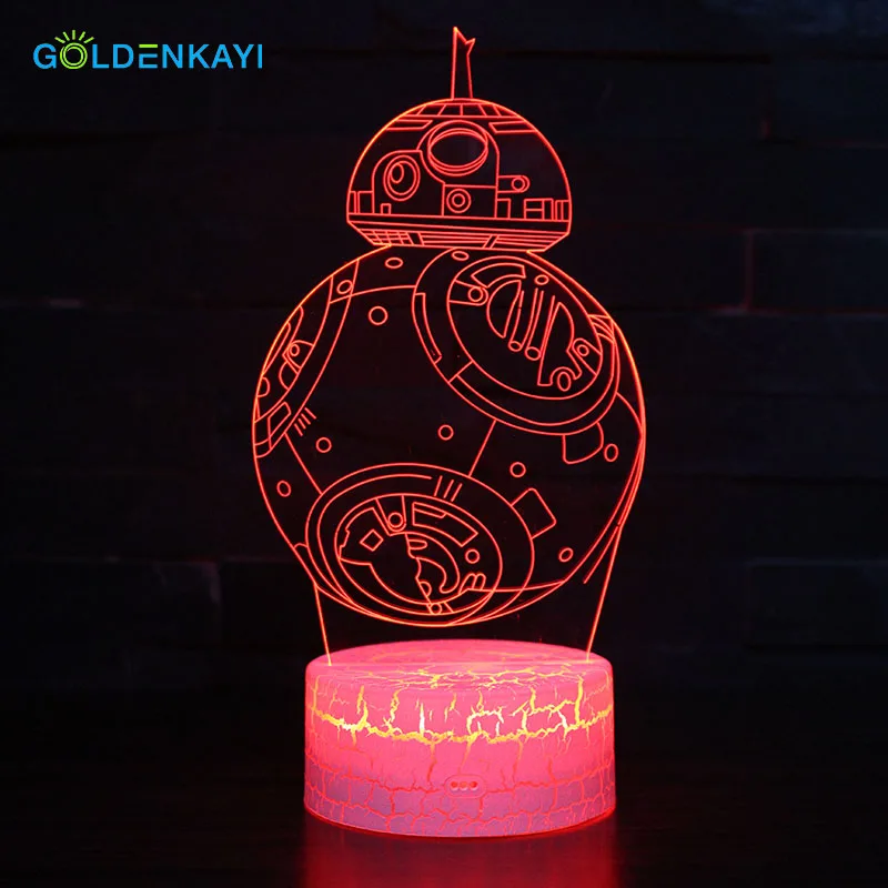 GOLDENKAYI Звездные войны BB-8 Робот 3D LED оригинальность ночные светильники атмосфера